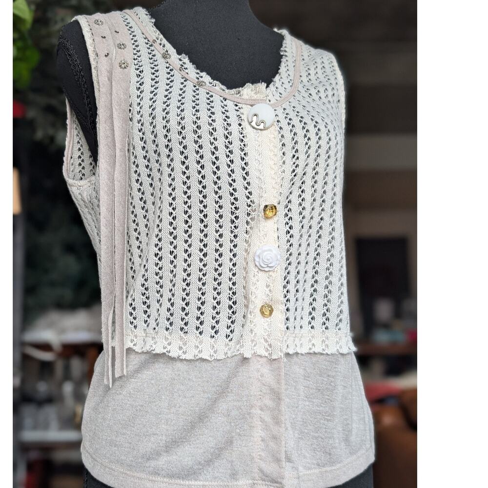Y2K Crochet Tank Top Size Medium Beachy Vacation Resortwear Lightweight Beach